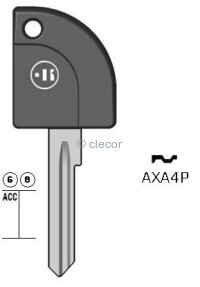 CLE A TÊTE PLASTIQUE AXA4P Clés Auto