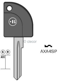 CLE A TÊTE PLASTIQUE AXA4SP Clés Auto