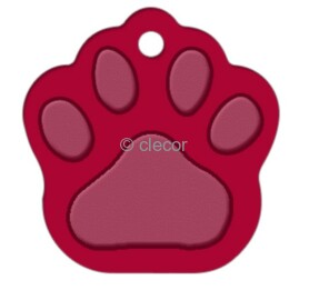 MEDAILLE PATTE DE CHIEN OS ROUGE ALU ANODISE 35 X 33 LOT DE 10 Médaille