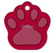 MEDAILLE PATTE DE CHIEN OS ROUGE ALU ANODISE 35 X 33 LOT DE 10