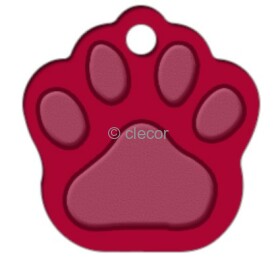 MEDAILLE PATTE DE CHIEN OS ROUGE ALU ANODISE 28 X 36 LOT DE 10 Médaille