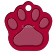 MEDAILLE PATTE DE CHIEN OS ROUGE ALU ANODISE 28 X 36 LOT DE 10