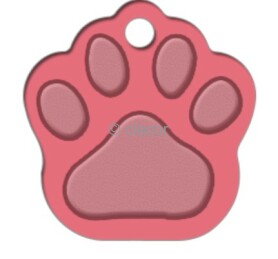 MEDAILLE PATTE DE CHIEN OS ROSE ALU ANODISE 28 X 36 LOT DE 10 Médaille
