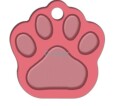 MEDAILLE PATTE DE CHIEN OS ROSE ALU ANODISE 28 X 36 LOT DE 10