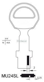 CLE VAK MU24SL LONGUE Clés Muel