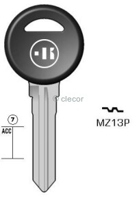 CLE A TÊTE PLASTIQUE MZ13P Clés Auto