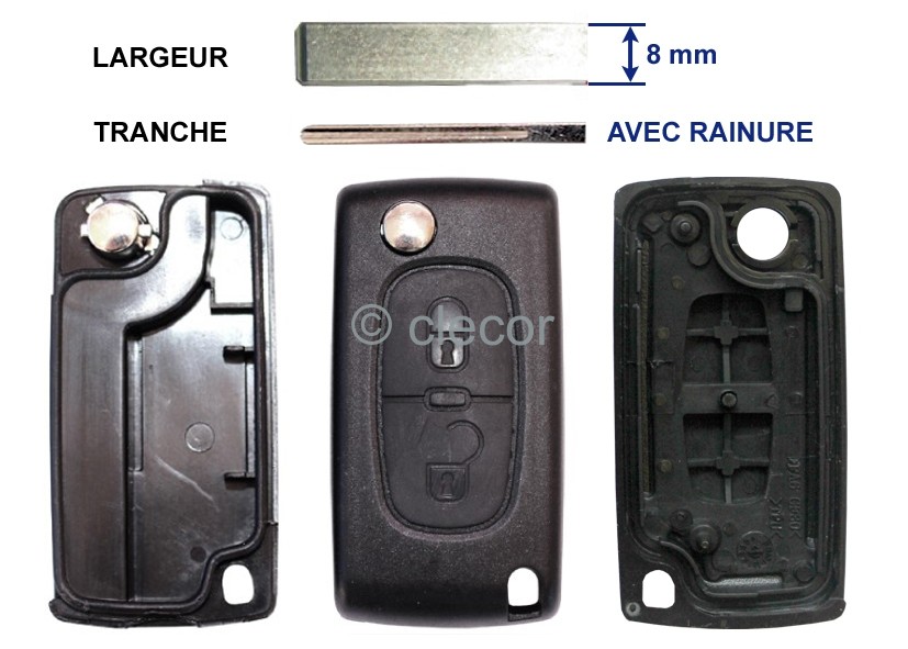 COQUE DE CLE PEUGEOT PEUBM2C-8 - clecor