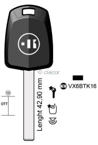 CLE TRANSPONDEUR VX6BTK Clés Transpondeurs