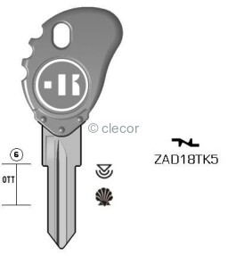 CLE TRANSPONDEUR ZAD18TK-5 Clés Transpondeurs